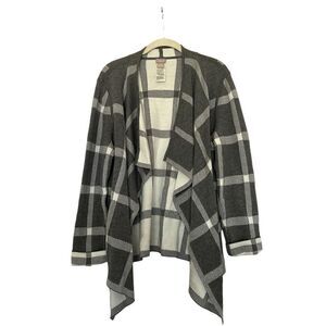 Chico’s Sz.2 L open gray and white cardigan